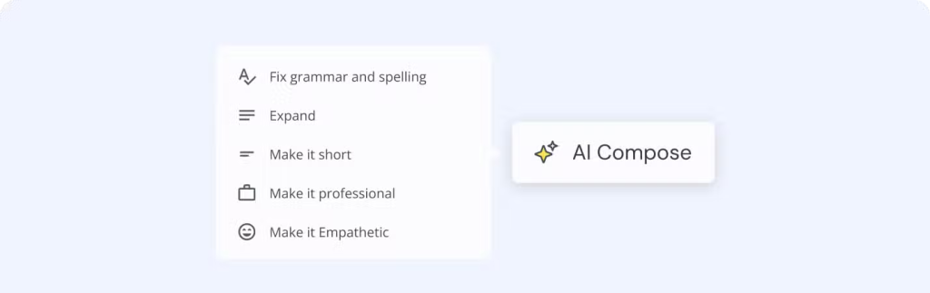 Hiver’s AI Compose that helps support agents