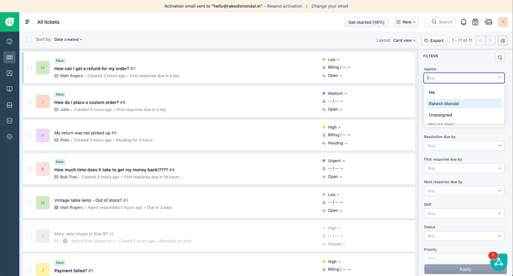 Freshdesk ticket-based UI