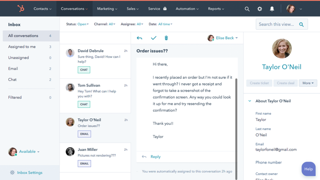 HubSpot’s Live Chat