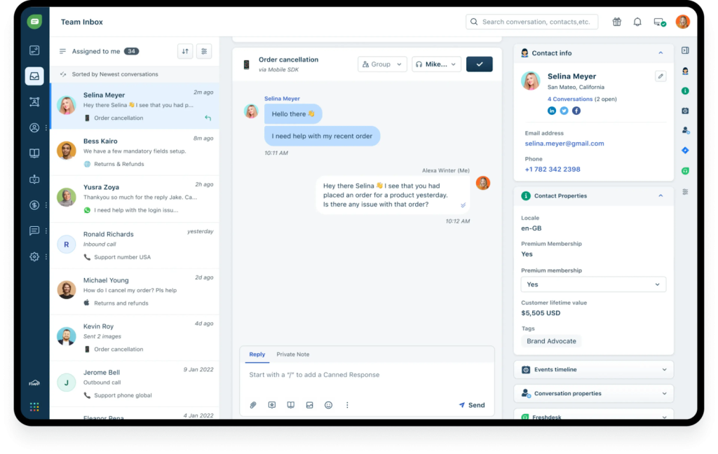 Freshchat’s UI