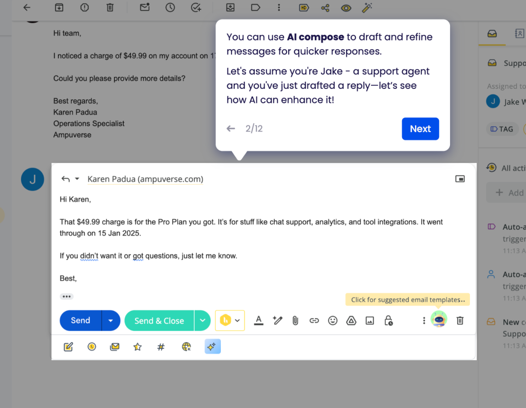 You can compose responses quickly and more accurately with Hiver’s AI Copilot