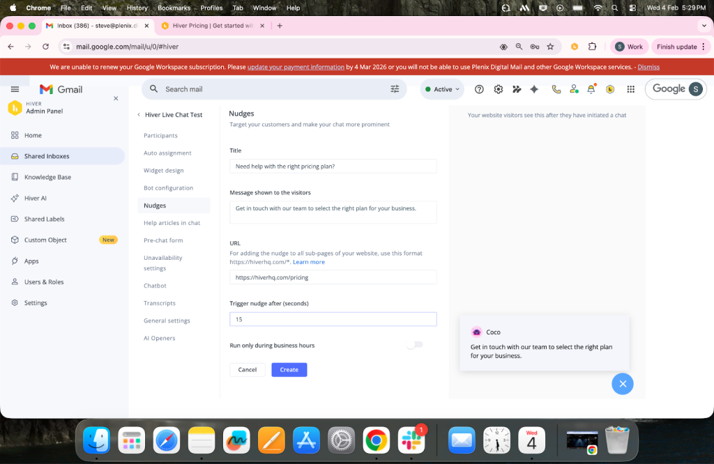 You can customize when a chat begins with Hiver’s advanced live chat workflows