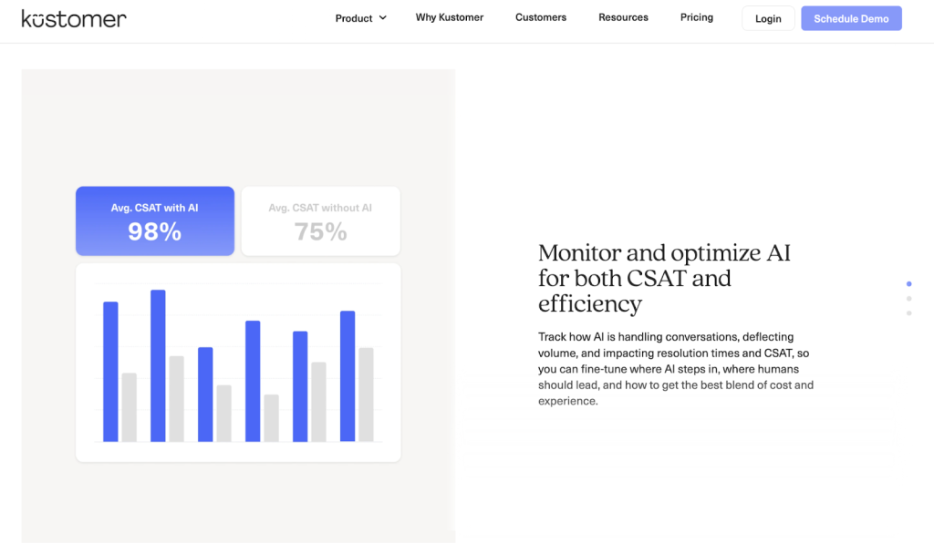 Kustomer offers AI-powered analytics and reporting features