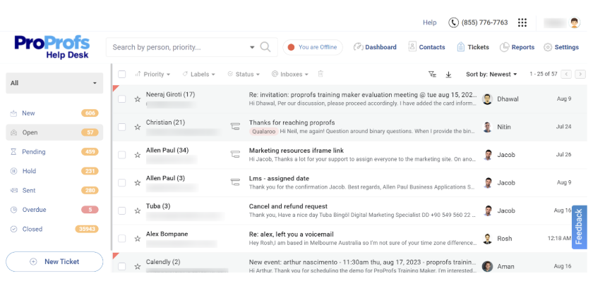 ProProfs Help Desk turns shared emails into organized support tickets.
