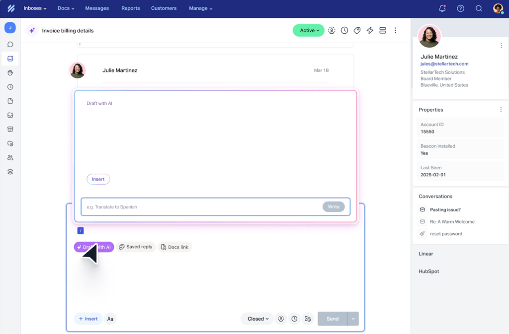 Help Scout offers useful AI features like summaries and reply suggestions