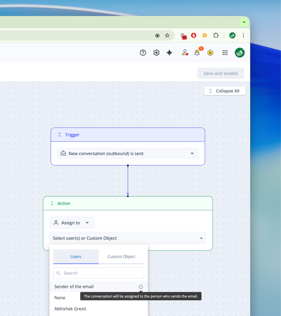 Outbound conversation assignment in Hiver