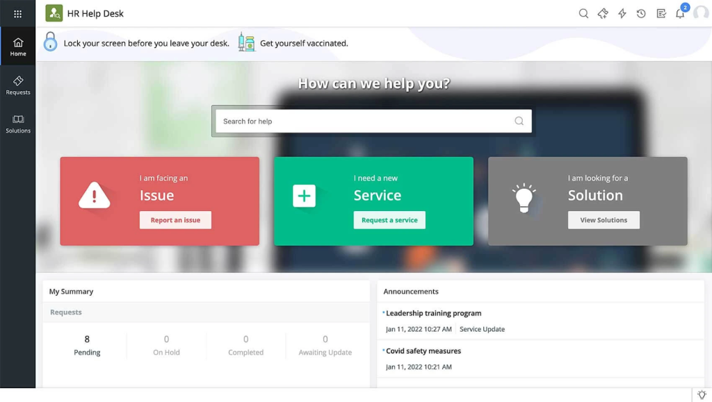 ServiceDesk Plus helps HR teams manage employee support, approvals, and service requests from a single portal