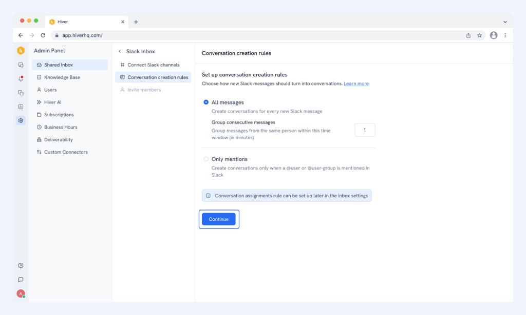 Choose how you want Slack conversations to be part of your support queue
