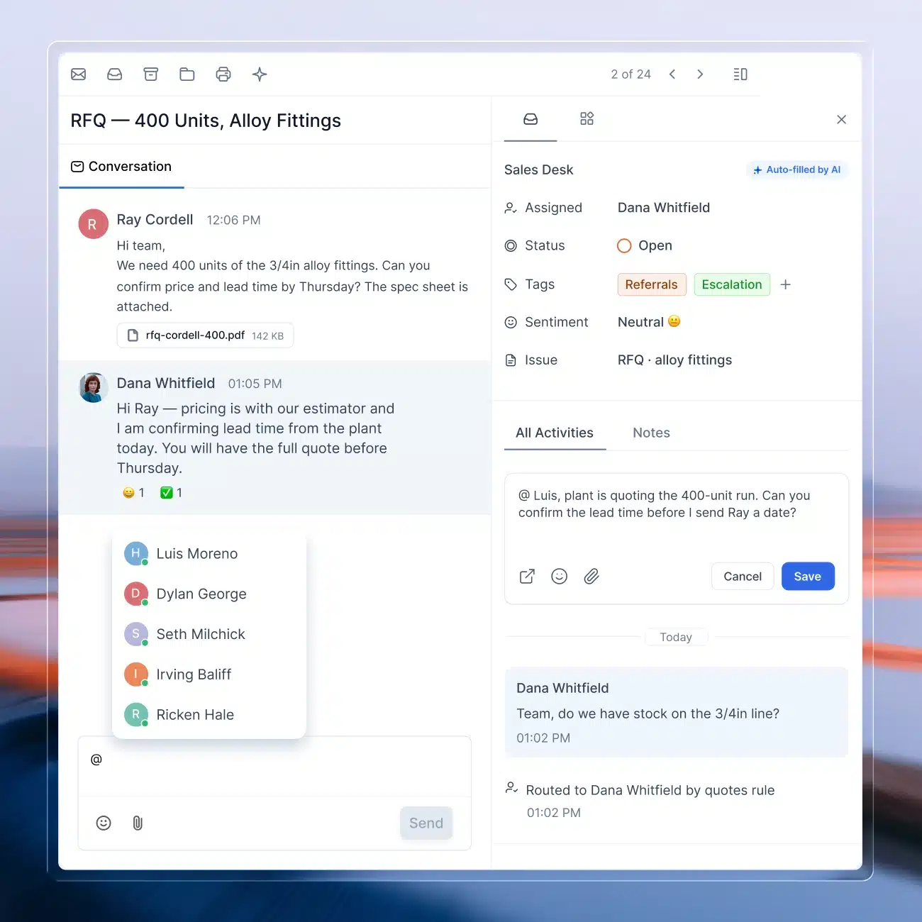 Assign, track, and collaborate on every inbound request