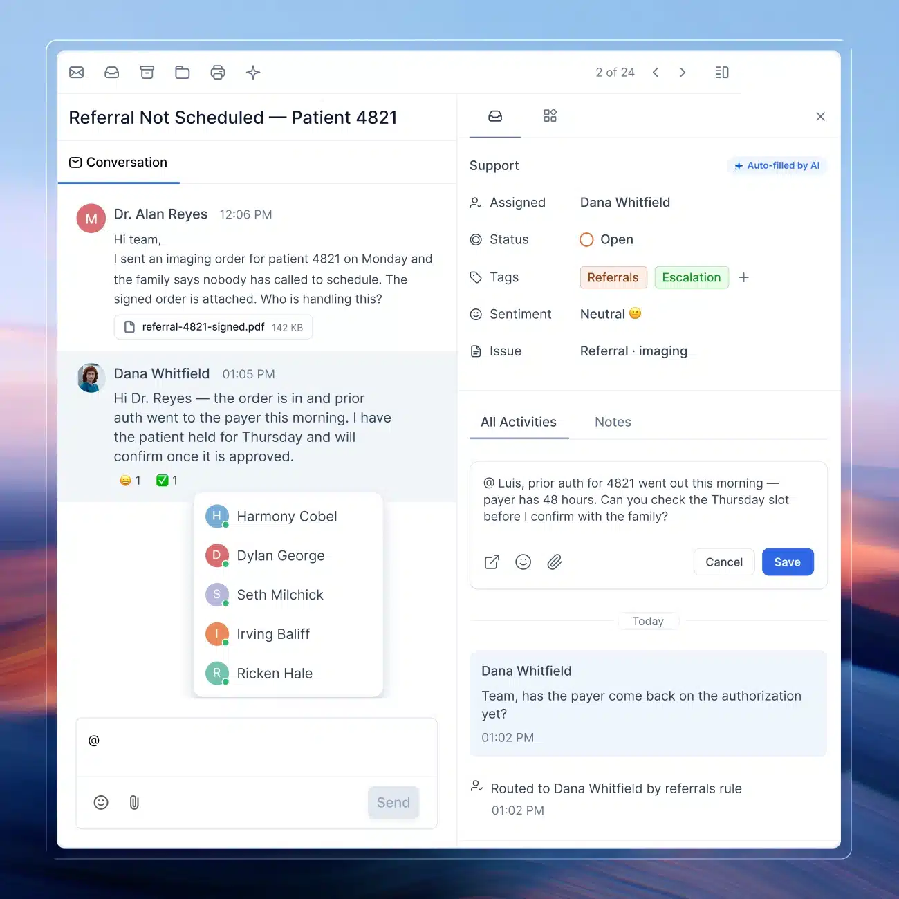 Assign, track, route, and collaborate on every request