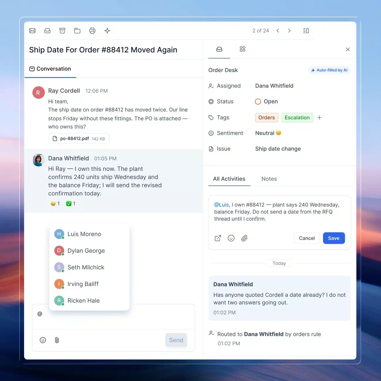 Give every request an owner, a status, and a clock